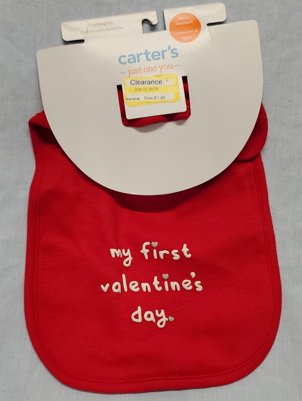Carter's Red "My First Valentine's Day" Baby Bib